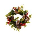 Ver imagem 1 de Guirlanda Decorada Natal Rústica Pinhas e Azevinhos Nevados 25cm Verde - Master Christmas