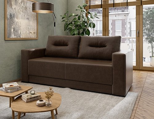 Estofados Madri Sofá 2 Lugares Corano Marrom 1.80m para Sala Bz Home Decor - 3