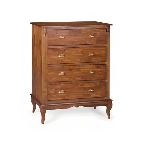 Cômoda de Madeira 4 Gavetas Pés Luis Xv 60816 Hannover - Imbuia Glazer