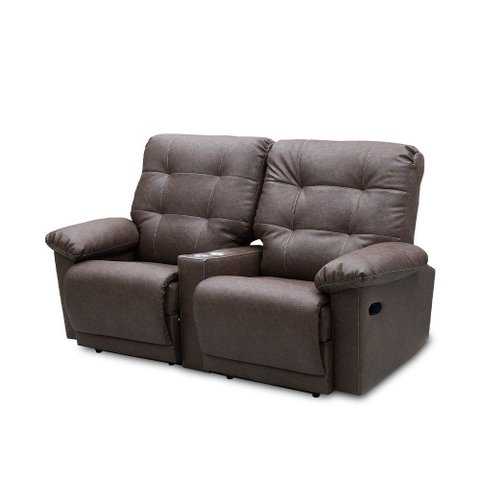 Poltrona Sala de Cinema Reclinável Retrátil Manual 193cm com Porta Copos Visalia Couro Tabaco Mancha
