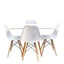 Ver imagem 1 de Conjunto Mesa Jantar Quadrada Eiffel 90x90cm Branco MDF + 4 Cadeiras Charles Eames Brancas