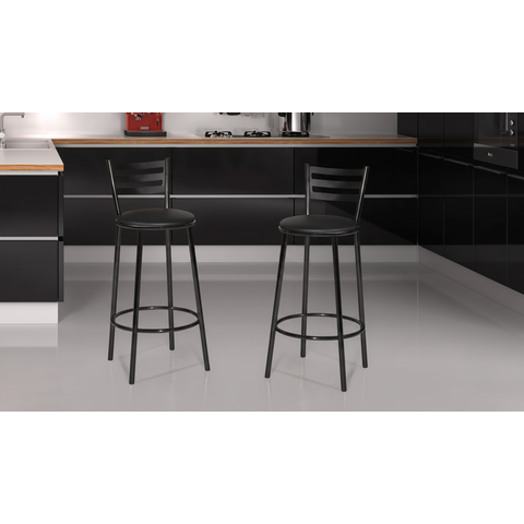 Kit Banqueta com Encosto Altura de 70cm e Assento de 35cm:preto/preto