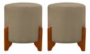 Ver imagem 2 de Kit 2 Puff Redondo Veludo com Pés em Madeira Maciça Decorativo Sala Quarto - Bege