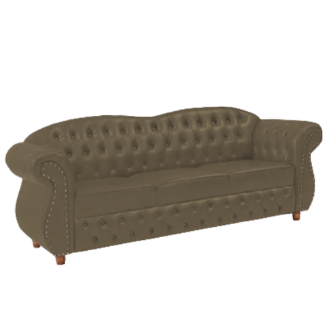 Sofá Chesterfield Merlo 3 lugares 2,30 - Suede Bege / Decoração, recepção, Barbearia, sala tv estar