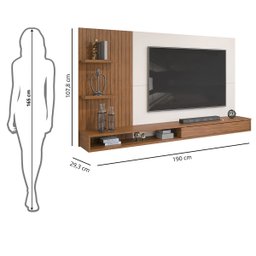 Painel para Tv até 60 Polegadas Ripado com Nichos Dj Móveis Bento Freijó Off White - 8