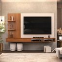 Ver imagem 1 de Painel para Tv até 60 Polegadas Ripado com Nichos Dj Móveis Bento Freijó Off White