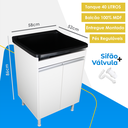 Ver imagem 2 de Tanque de Lavanderia Gabinete 100% Mdf com Sifão e Válvula Cor:pretobranco