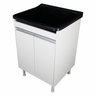 Tanque de Lavanderia Gabinete 100% Mdf com Sifão e Válvula Cor:pretobranco - 1