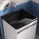 Ver imagem 6 de Tanque de Lavanderia Gabinete 100% Mdf com Sifão e Válvula Cor:pretobranco