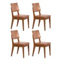 Ver imagem 1 de Conjunto com 4 Cadeiras de Madeira Maciça Estofada Ella - Natural C/ Pu Caramelo