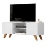 Rack Bancada para Sala de Estar Cor Branco com 2 Portas e Prateleiras - 1