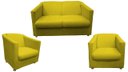 Ver imagem 1 de Kit Namoradeira + 2 Poltronas Decorativa Biane Couro Amarelo Pés Cromado Ms Decor