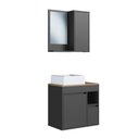 Ver imagem 2 de Conjunto Banheiro Gabinete Cuba e Espelheira 2 Portas 1 Gaveta 60cm Multimóveis Crart-CON012 Grafite
