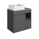 Ver mais imagens de Conjunto Banheiro Gabinete Cuba e Espelheira 2 Portas 1 Gaveta 60cm Multimóveis Crart-CON012 Grafite
