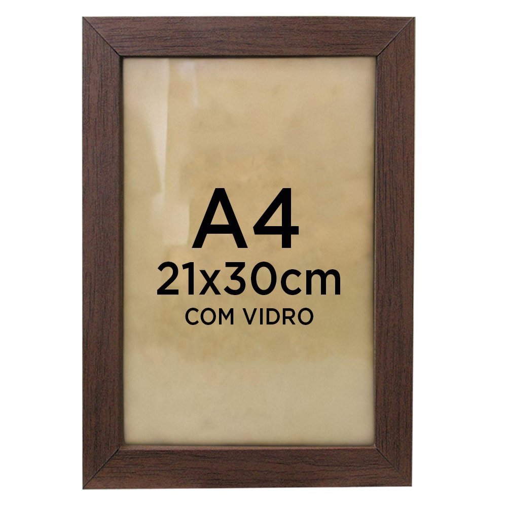 Moldura Quadro A4 21x30cm Diploma Certificado Foto com Vidro Empório do Adesivo Moldura Madeira Escu