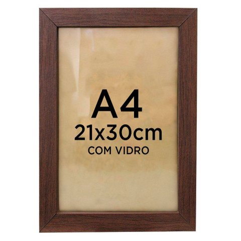 Moldura Quadro A4 21x30cm Diploma Certificado Foto com Vidro Empório do Adesivo Moldura Madeira Escu