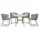 Ver imagem 1 de Mesa com 4 Cadeiras de Jantar Roma 100cm e Noronha em Aluminío Fendi Corda Nautica Estofado 8 Trama