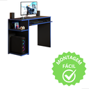 Ver imagem 4 de Mesa Gamer Compacta com Suporte para Cpu e Porta Teclado - Preto/Azul