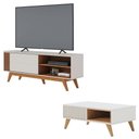 Ver imagem 1 de Rack Bancada Otawa com Mesa de Centro Jeri Off White Freijó - Colibri