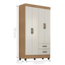 Ver imagem 2 de Roupeiro 4 Portas 2 Gavetas Lite Nature Off White 76cm Quarto Solteiro Mdp