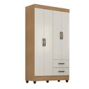 Ver imagem 1 de Roupeiro 4 Portas 2 Gavetas Lite Nature Off White 76cm Quarto Solteiro Mdp