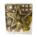 Ver imagem 1 de Kit 44 Peças Enfeite Natalino Estrela Bolinhas Festão Cordão Cor:dourado