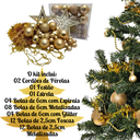 Ver imagem 4 de Kit 44 Peças Enfeite Natalino Estrela Bolinhas Festão Cordão Cor:dourado