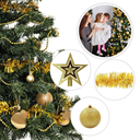 Ver imagem 5 de Kit 44 Peças Enfeite Natalino Estrela Bolinhas Festão Cordão Cor:dourado