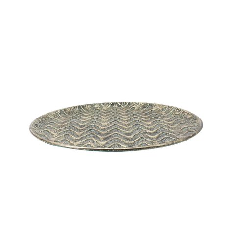 Bandeja Decorativa em Metal Dourado 60cm Cr0183 Btc