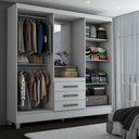 Ver imagem 2 de Guarda-roupa Solteiro Capelinha 4 Portas 3 Gavetas com Espelho - Panorama Móveis