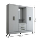 Ver imagem 4 de Guarda-roupa Solteiro Capelinha 4 Portas 3 Gavetas com Espelho - Panorama Móveis