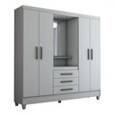 Ver imagem 3 de Guarda-roupa Solteiro Capelinha 4 Portas 3 Gavetas com Espelho - Panorama Móveis