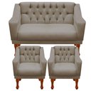 Ver imagem 1 de Kit Namoradeira + 2 Poltrona Decorativa Grécia - Dritex:suede Cappuccino