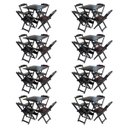 Ver imagem 1 de Kit 8 Jogos de Mesa com 4 Cadeiras de Madeira Dobravel 70x70 Móveis Guara - Tabaco