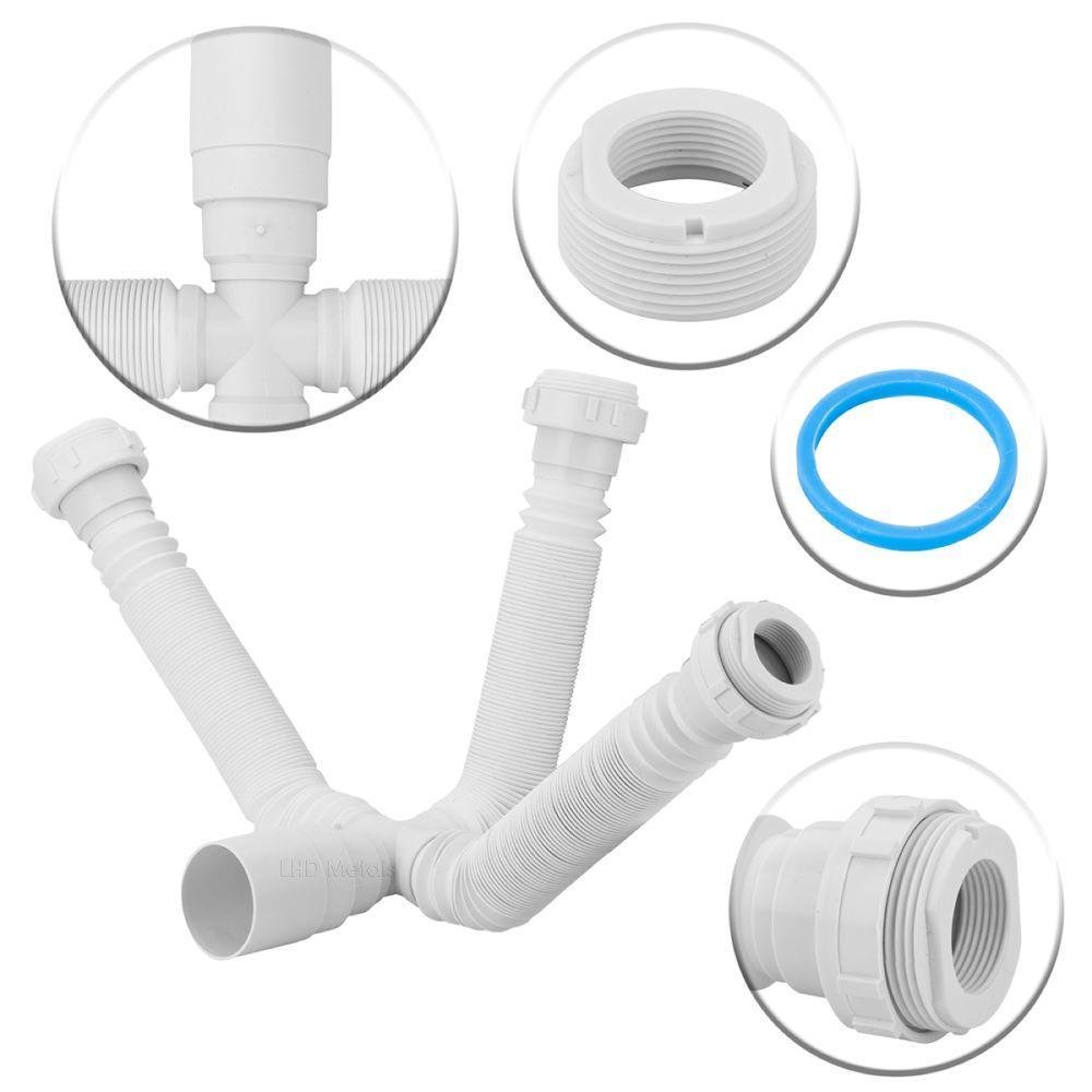 Sifão Triplo Sanfonado/extensivo Universal Abs Branco - 2