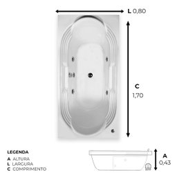 Banheira Retangular Hierro Sigma com Hidro em Acrílico - 220v - 2