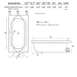 Banheira Retangular Hierro Sigma com Hidro em Acrílico - 220v - 3