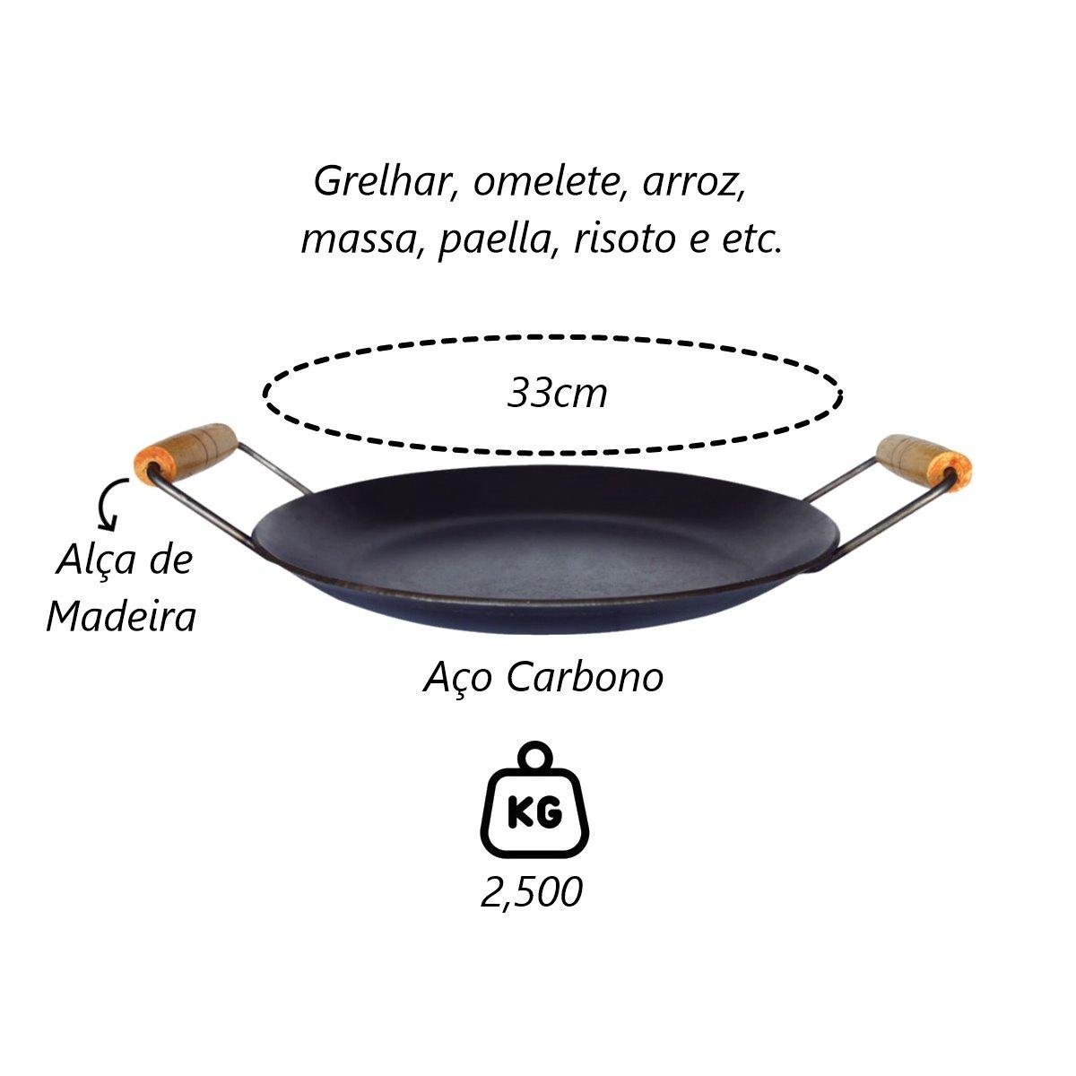 Chapa Disco Arado Aço Carbono Bifeteira Alça Madeira 33cm Metal Mig 2568mtm - 2