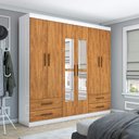 Ver imagem 1 de Guarda-Roupa Casal Medelin 6 Portas 4 Gavetas com Espelho Multimóveis CR35557 Branco/Cinamomo