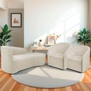 Ver imagem 2 de Kit Sofá Curvo França 140cm Ld. e 2 Poltronas Luiza Max Conforto, Bouclé Bege
