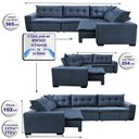 Ver mais imagens de Sofa de Canto Retrátil e Reclinável com Molas Cama Inbox Oklahoma 3,65x2,51 ou 2,51x3,65 Azul