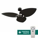 Ver imagem 1 de Ventilador de Teto Com Controle Remoto Natuvent Dahlia No Light 3 Pás Madeira Preto 127v