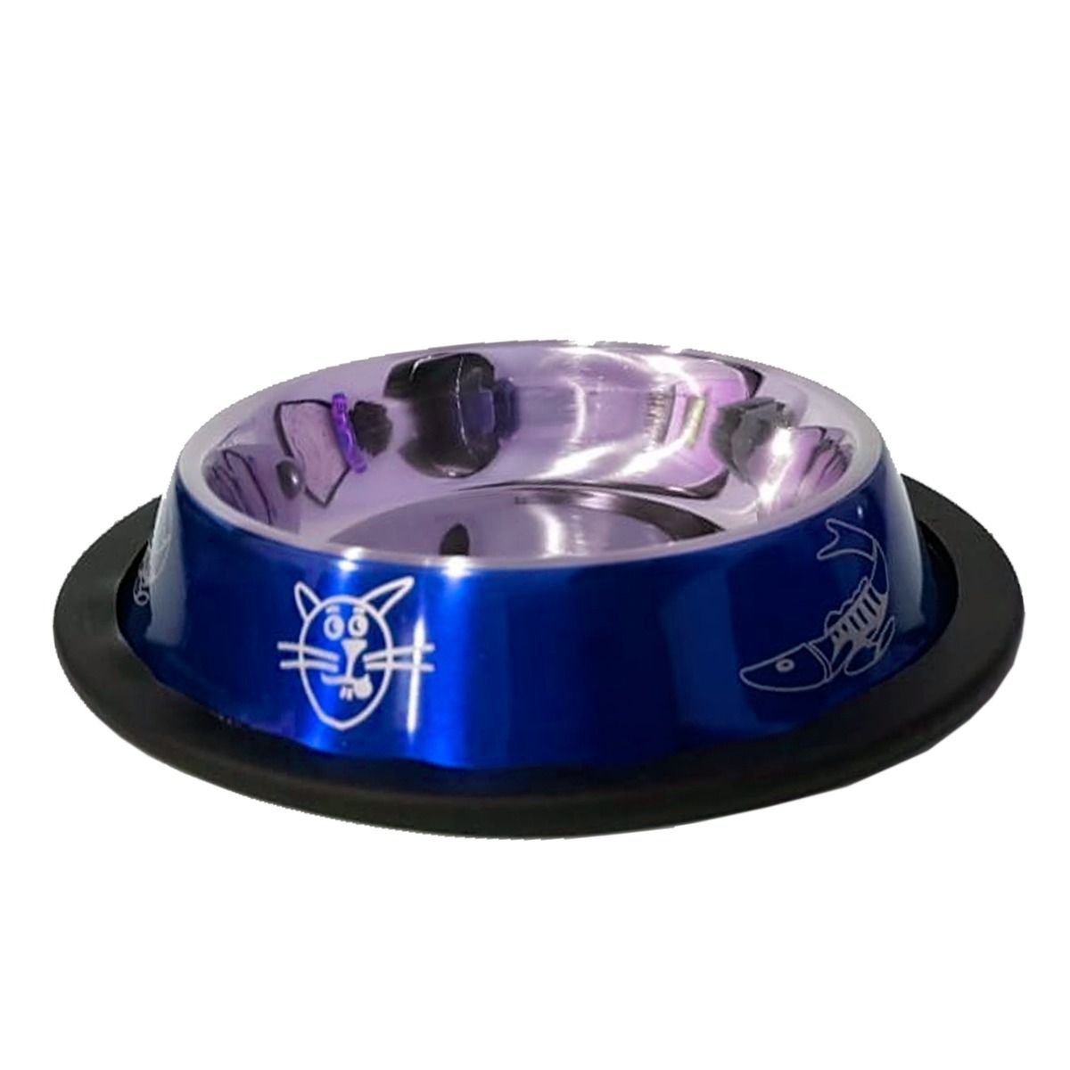 Comedouro Inox Decorado Para Gatos 120ml Kit 2 Unidades - Azul - 2