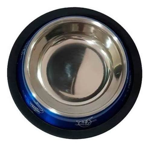 Comedouro Inox Decorado Para Gatos 120ml Kit 2 Unidades - Azul - 3