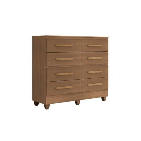 Cômoda Casal 8 Gavetas Lite com Pés Carvalho Oak Móveis Leão