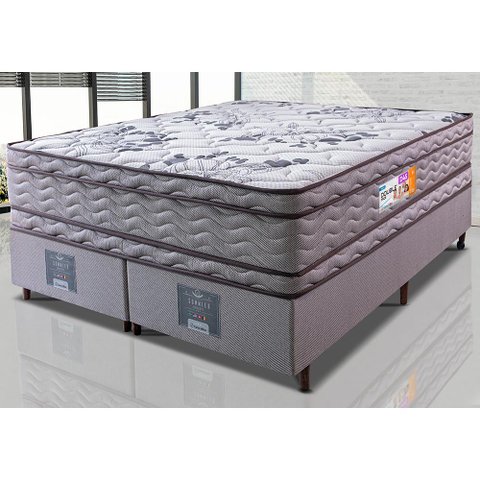 Cama Box Queen Colchão Ortofirm + Box 158x198x71 Double Face Espuma D45 Cinza