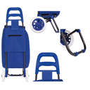 Ver imagem 3 de Carrinho de Compras Feira Reforçado Grande Dobrável Multi Azul