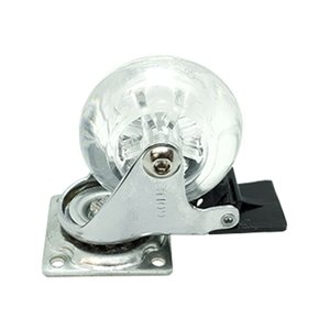 Rodizio Silicone (Gel) 35Mm Fix Chapa Plana 42 X 42 Com Freio (Kit Com 4 Unidades)