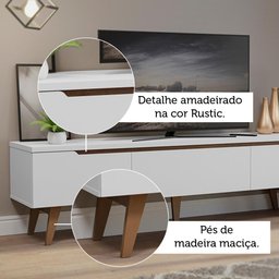 Rack para Tv até 75 Polegadas Madesa Brest 2 Portas 1 Gaveta Branco - 7