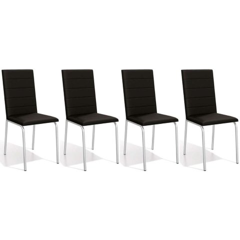 Kit 4 Cadeiras de Cozinha Amsterdã C091 4 Un Cromada/preto 110 - Kappesberg
